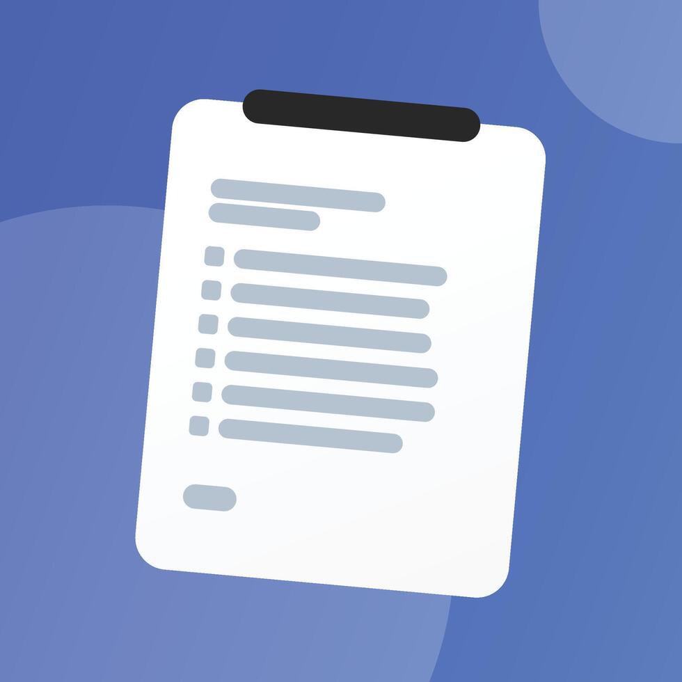 Clipboard checklist form on blue gradient vector