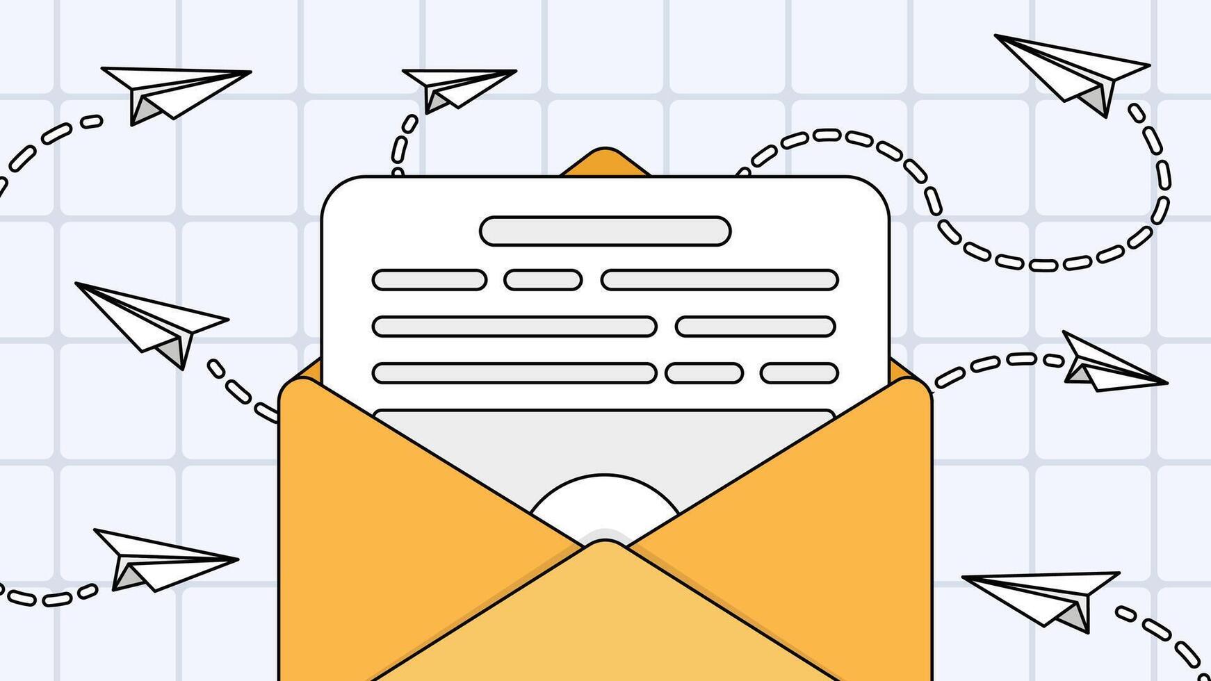 Email newsletter envelope with paper planes vector