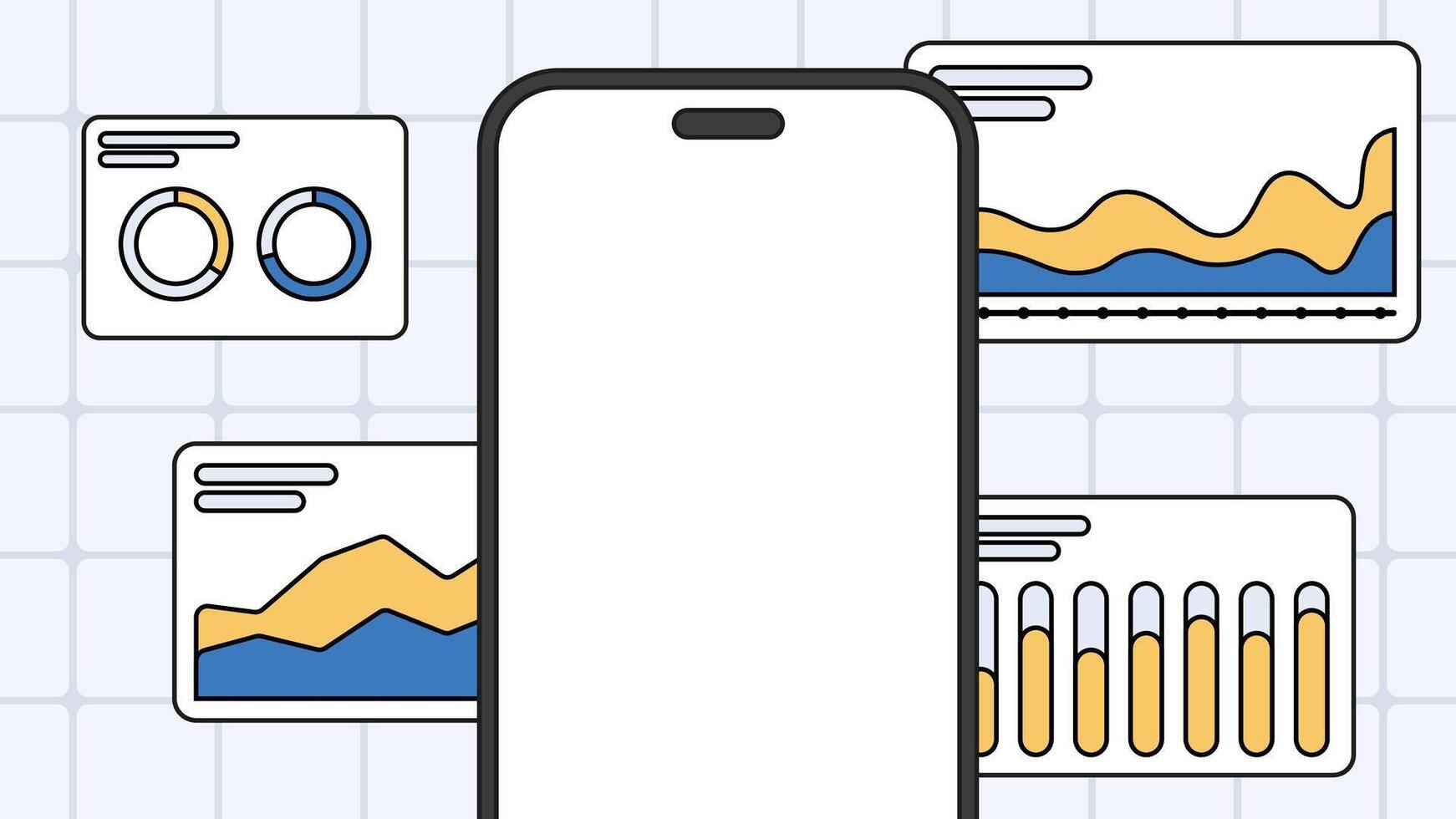 Mobile analytics dashboard banner background vector