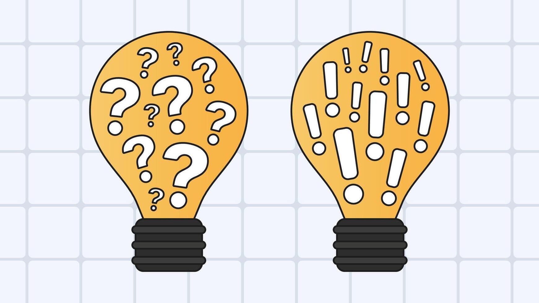 Light bulb concept with question and exclamation vector