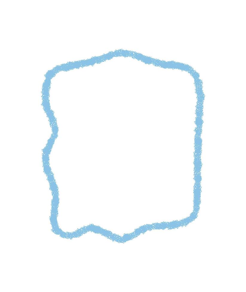 Wavy chalk contour frame and organic textbox with blue rectangle border. Box form with sketch style background, clean graphic outline for text labels and creative memo design template. vector