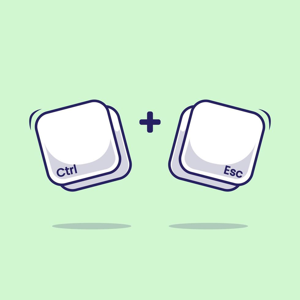 Cute computer keyboard combination shortcut or hotkeys Ctrl plus Esc icon, sign, symbol for fast typing technology innovation in the modern era vector