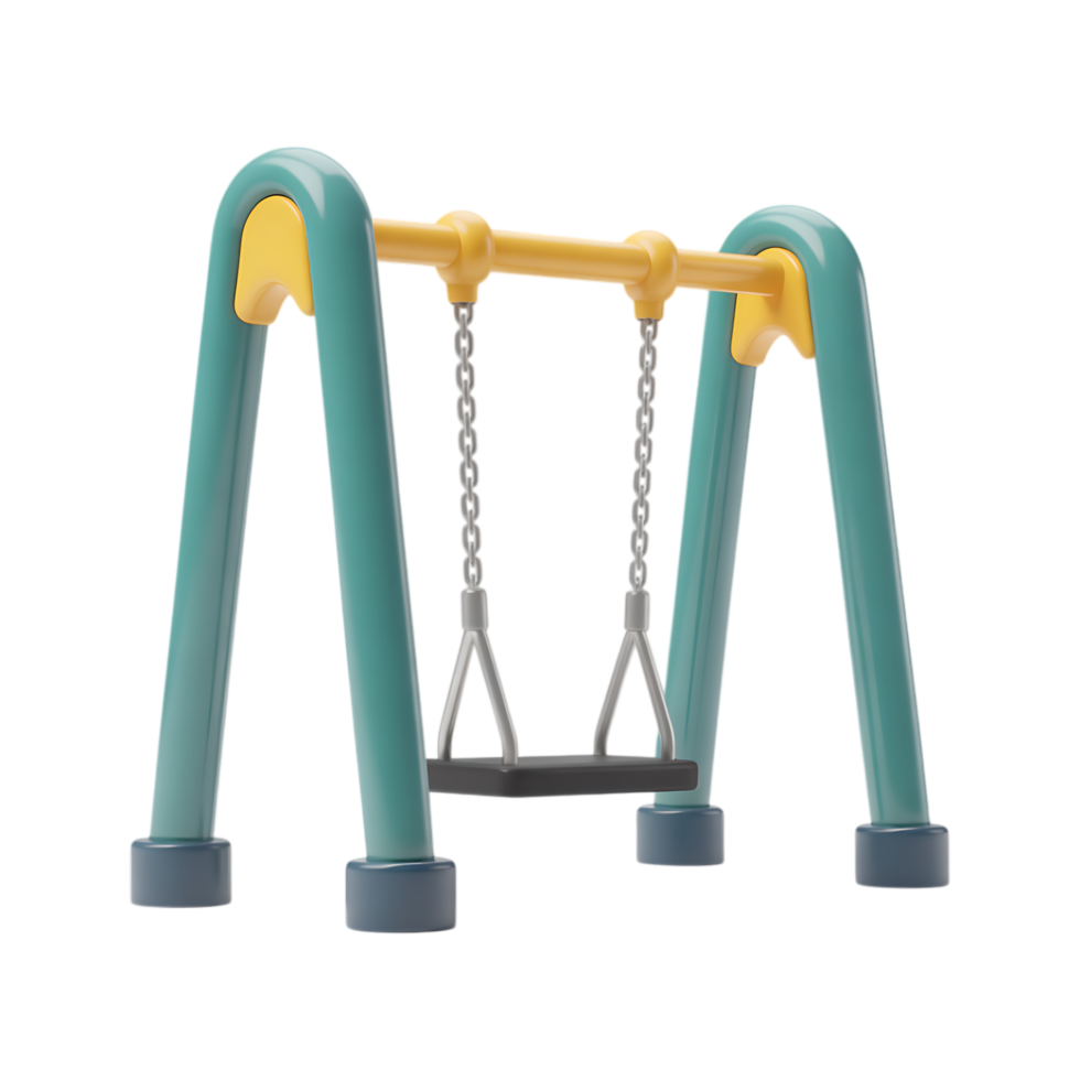A colorful and fun kids swing set, perfect for playgrounds and backyards. png