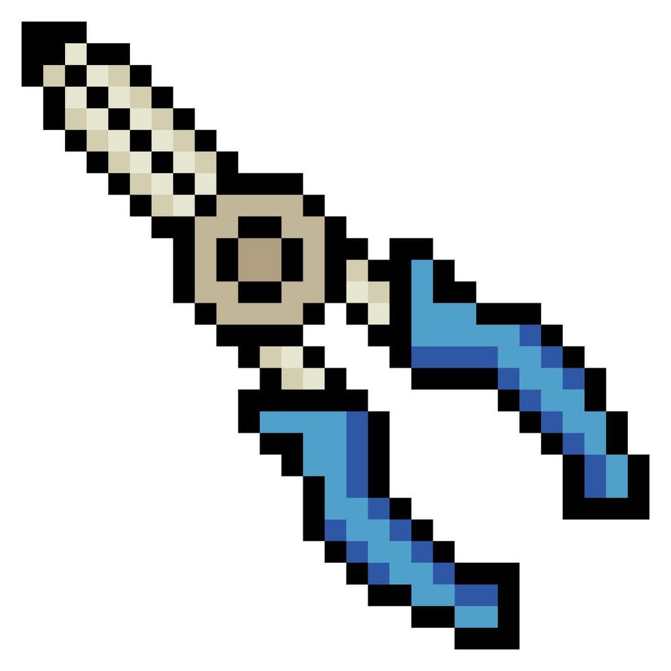 Pliers with pixel art isolated on white background vector