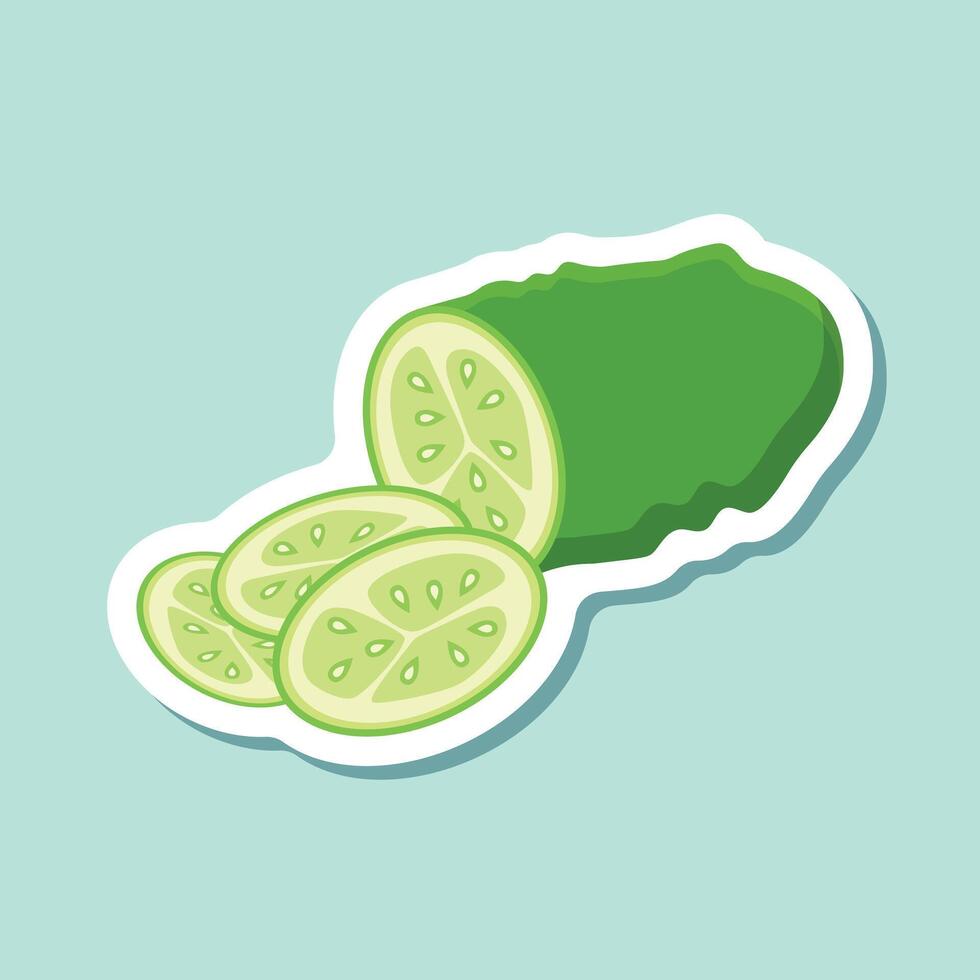 A sticker with a slice of cucumber on it vector