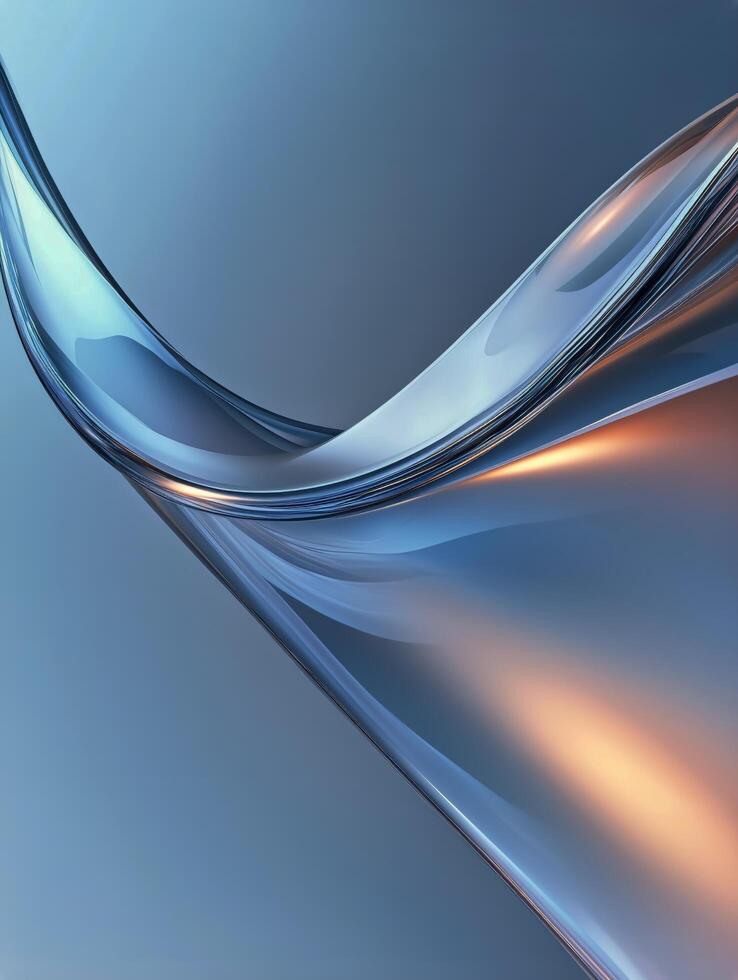 Flowing Blue Waves Create a Serene and Calming Abstract Design in Smooth Glass-Like Texture. photo