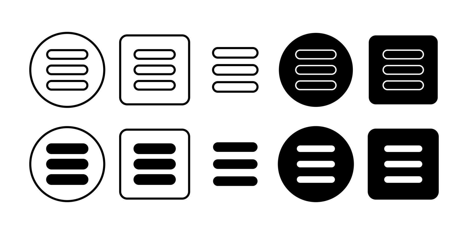 Menu Hamburger Black Icon Bundle for Minimal Navigation and Modern Digital Design vector