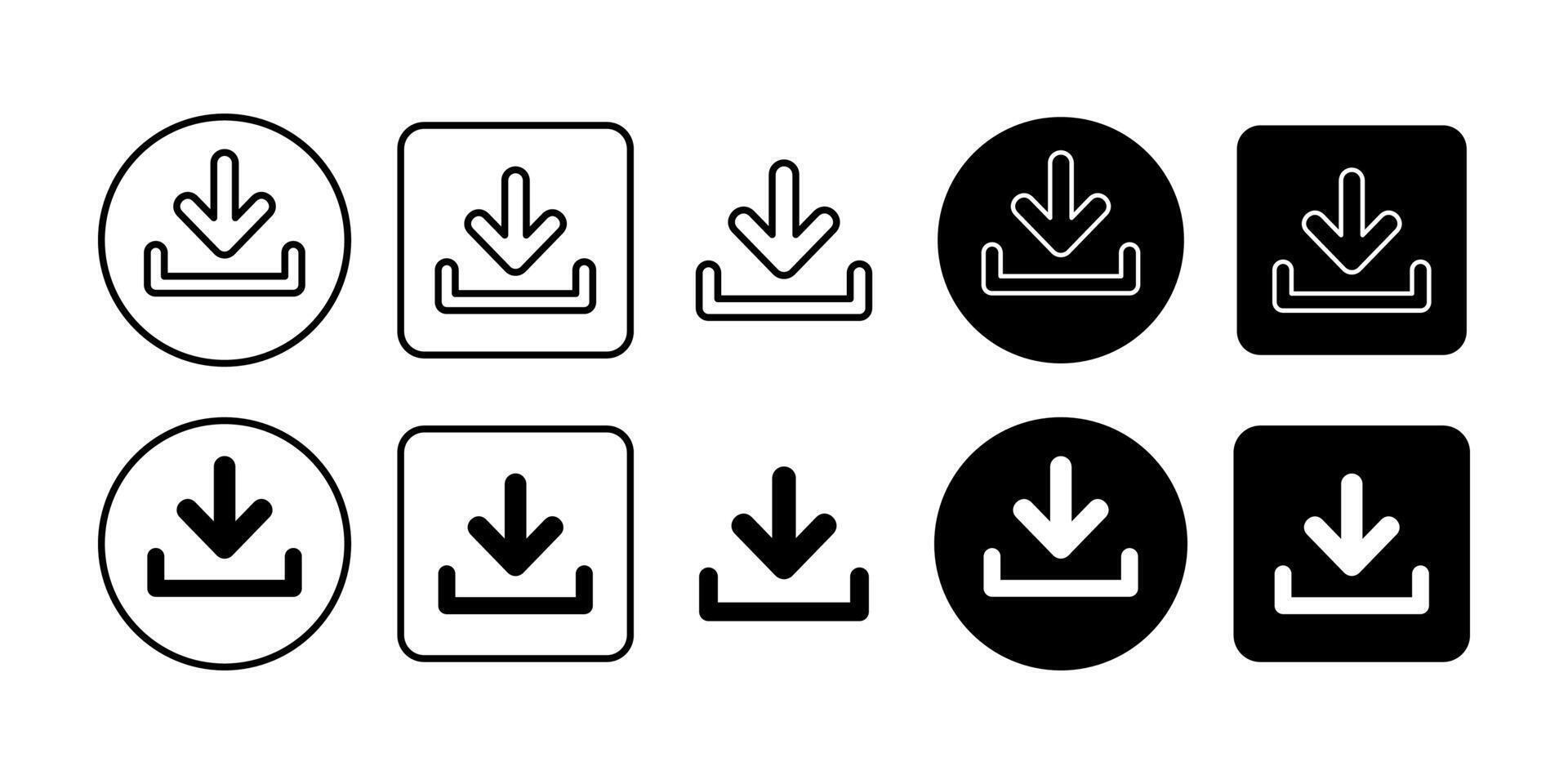 Download Black Icon Bundle for File Transfer Storage and Data Save Symbol in Modern Design vector