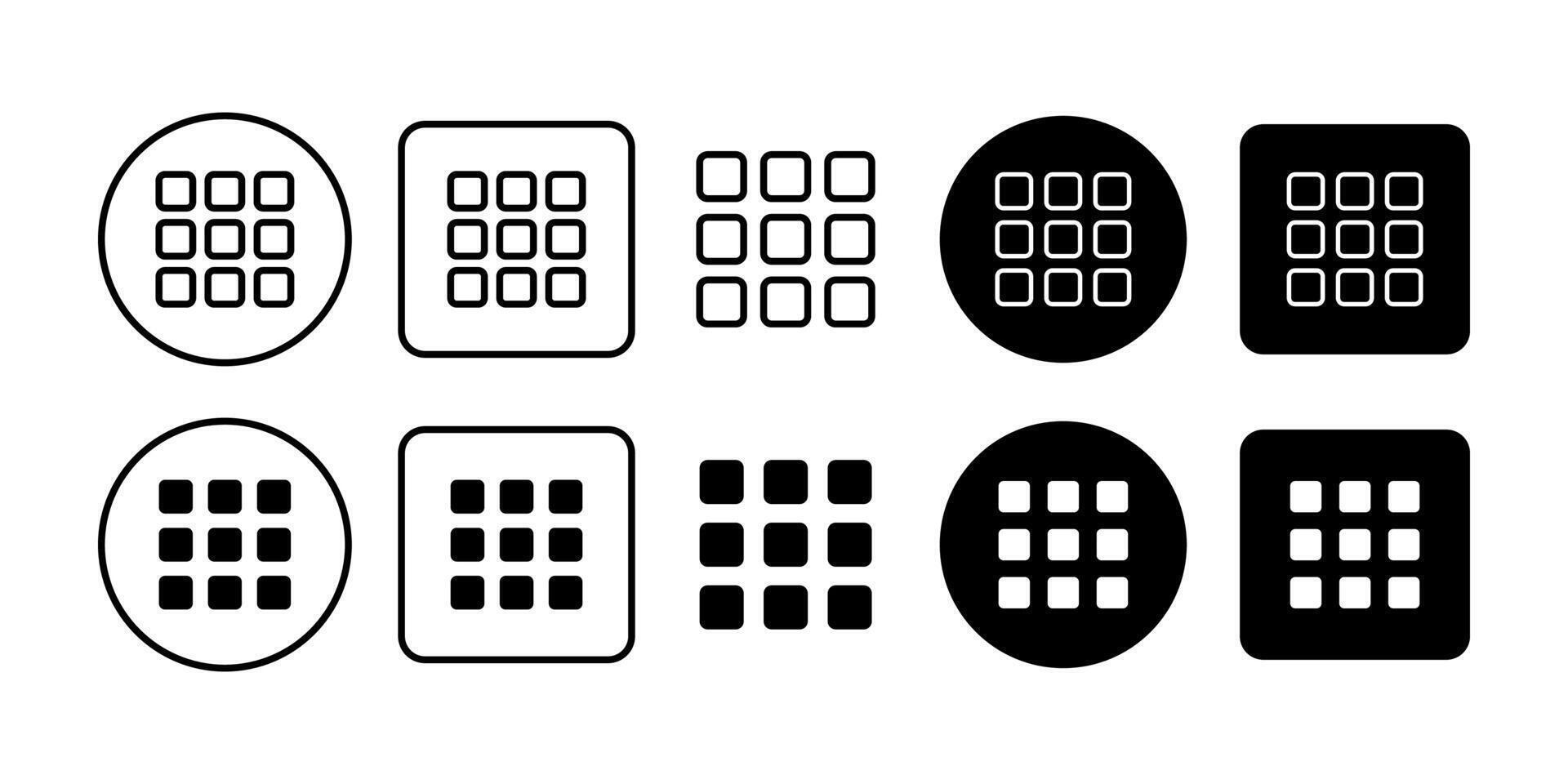 Grid View List View Black Icon Bundle for Layout Display and Simple Modern Graphic Design vector