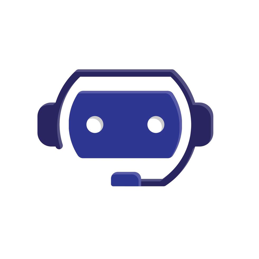 chatbot icono. ai símbolo. rectangular robot cabeza con auriculares y micrófono. automático, gerente, web. isométrica diseño estilo vector
