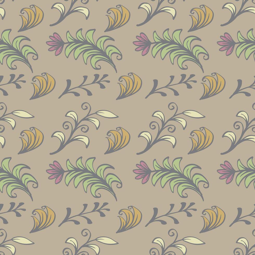 Seamless pattern with decorative flowers in retro style. vector