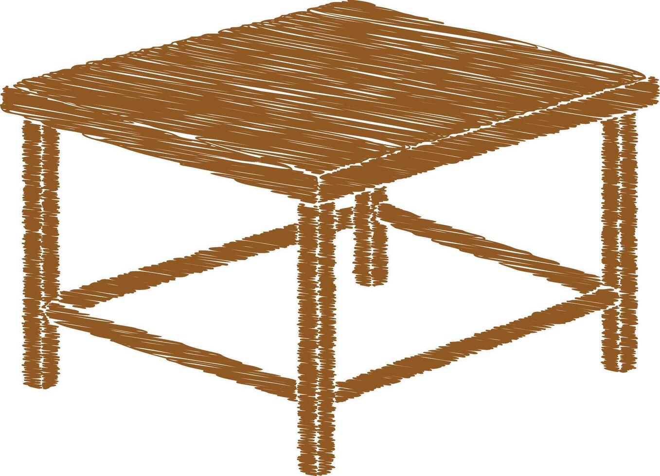 Rustic square wooden table perspective view vector
