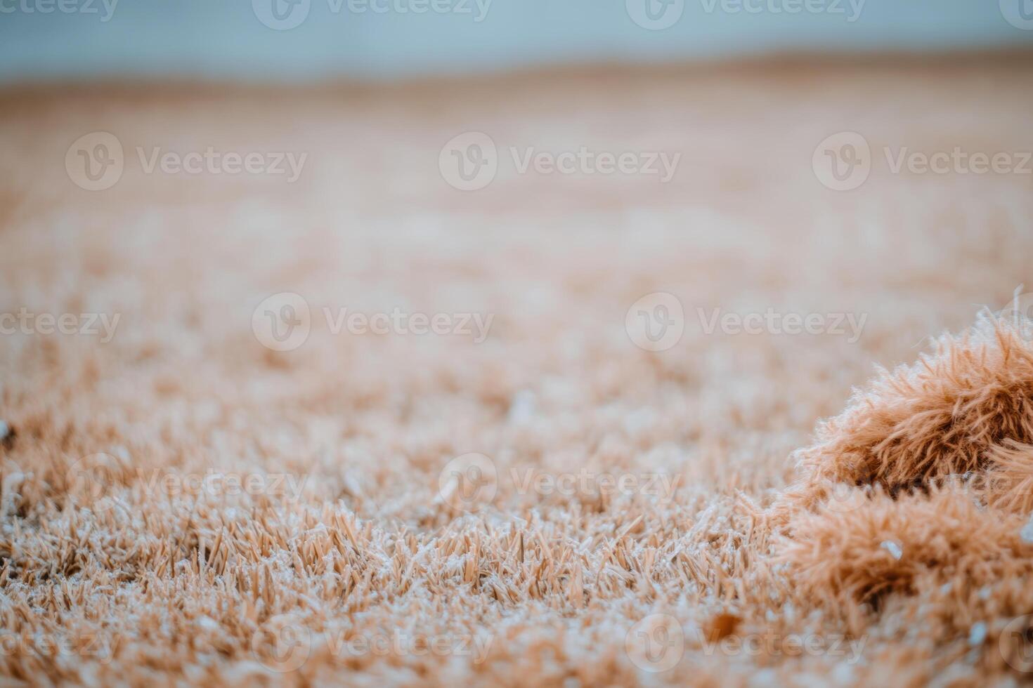 Soft texture of a fuzzy blanket on a warm rug photo