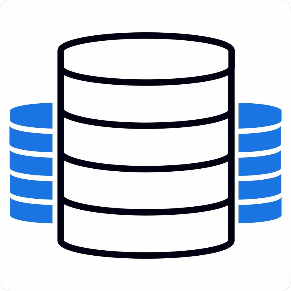 Server and database icon concept in blue color icon vector