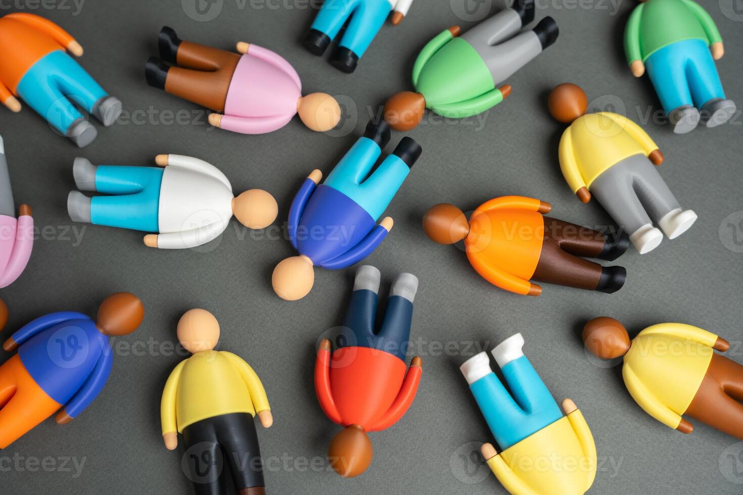 A top-down view of a multitude of human figures. Society and communities. Marketing and customers. Data analysis, audience segmentation, and consumer demographics photo