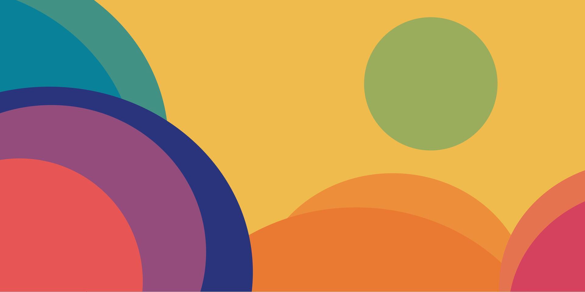 Abstract background with overlapping colorful circles on a yellow color backdrop design element vector