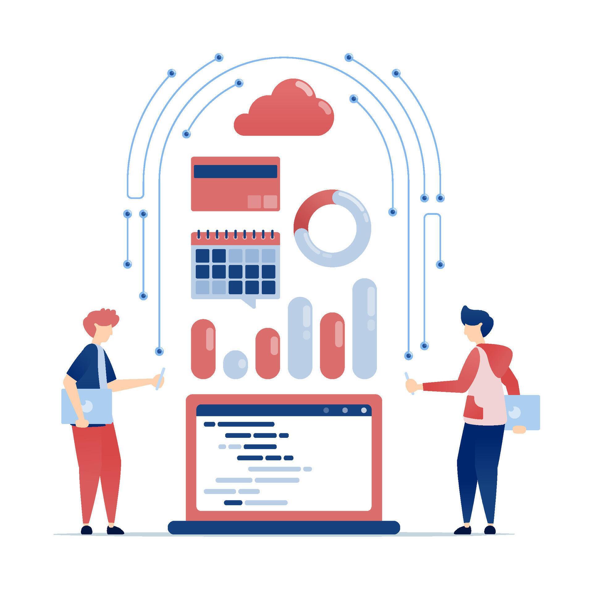 Cloud Computing and Data Visualization Concepts 73076615 Vector Art at ...