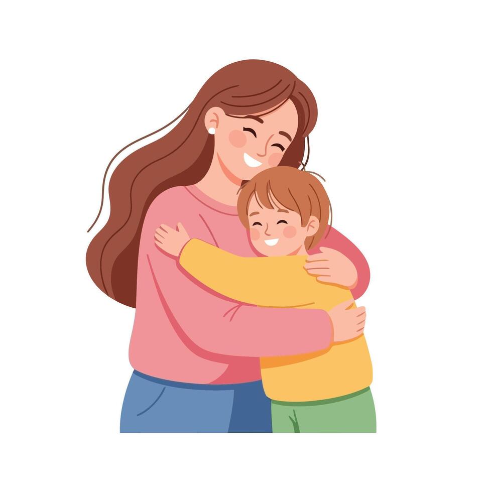 Loving mother embraces smiling child with warmth and affection today vector