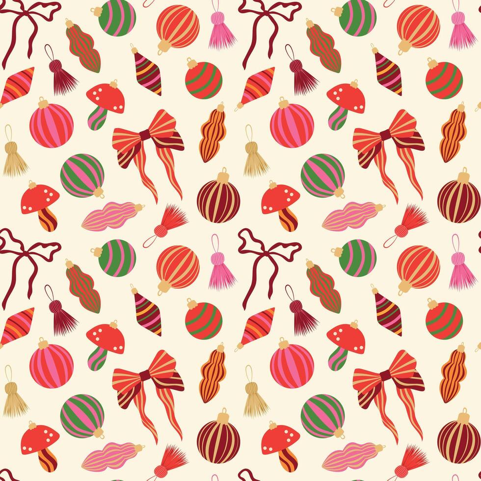 Colorful ornaments and bows pattern vector