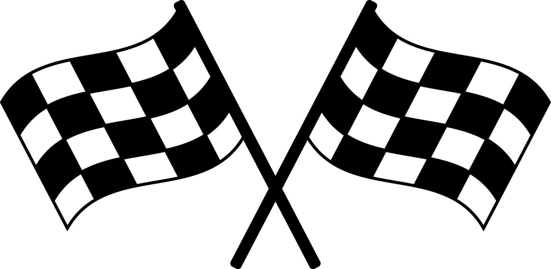 illustration of two checkered racing flags crossing each other for motorsport or competition theme vector