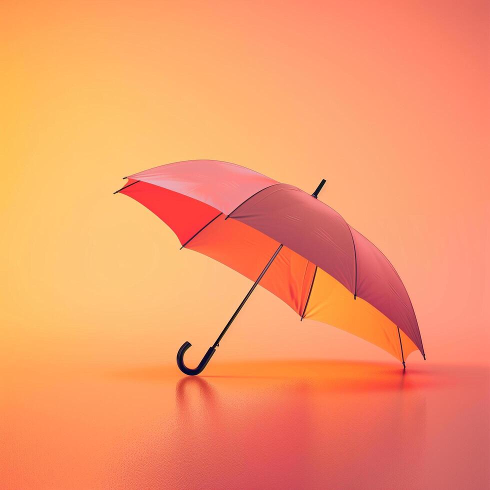 Vibrant Multicolored Open Umbrella with a Reflective Surface and Warm Gradient Background photo