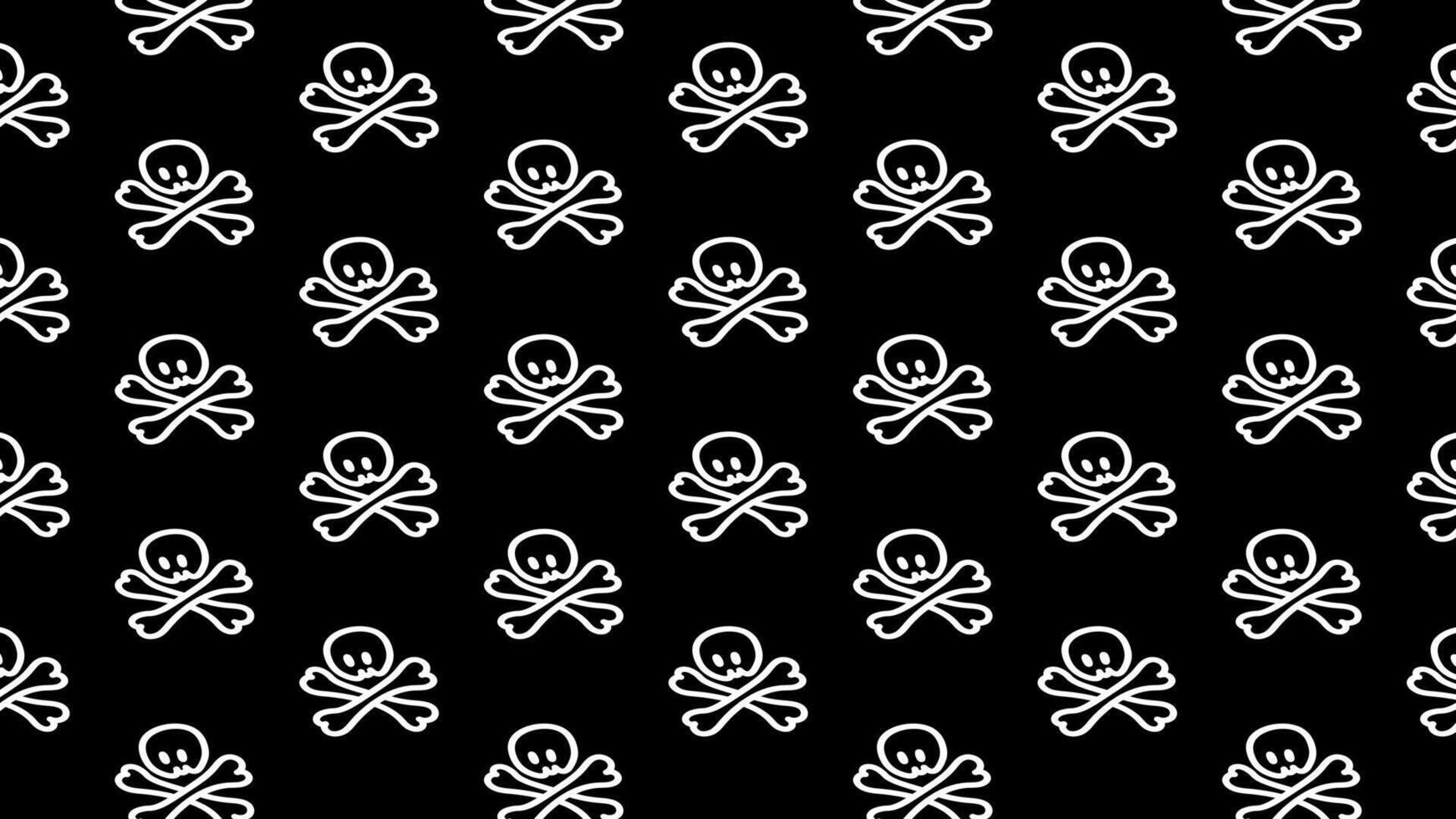 Skull and Crossbones Pattern on Black Background vector