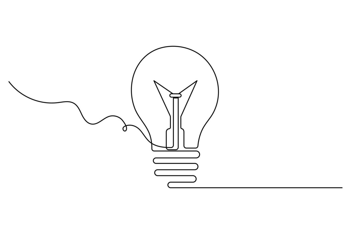Abstract one line light bulb design minimalist outline sketch vector