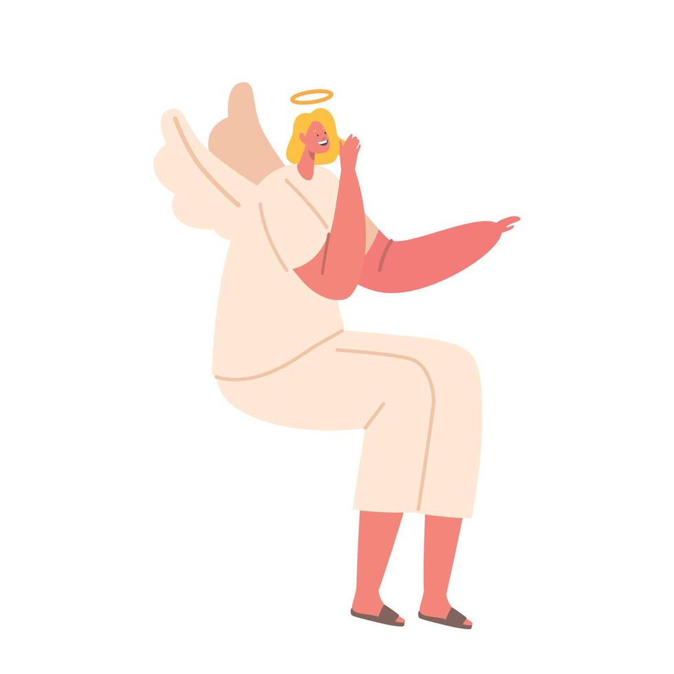 Divine Celestial Being With Wings And Halo, Symbolizing Purity And Goodness. Depicted As A Messenger Or Guardian vector