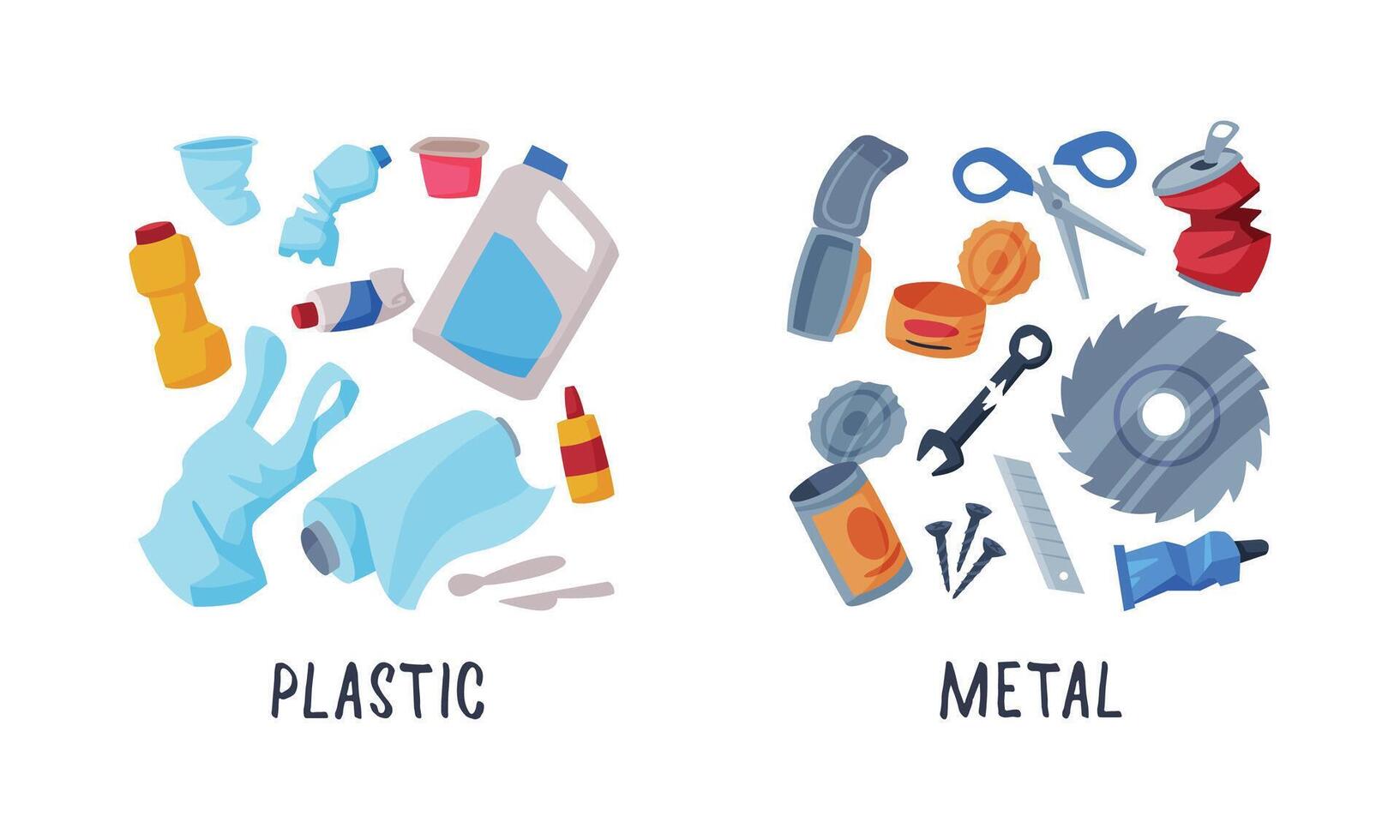 clasificación basura con reciclar basura objeto conjunto vector