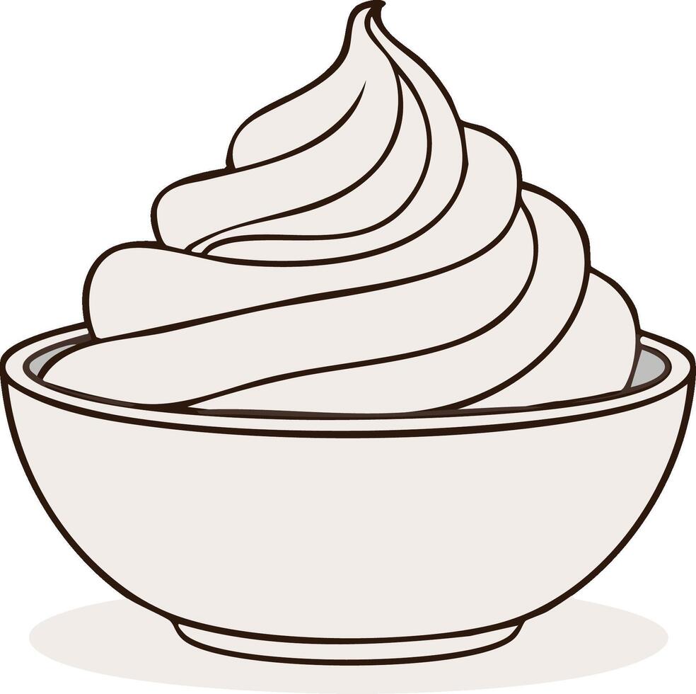 Simple illustration of soft serve ice cream in a bowl vector