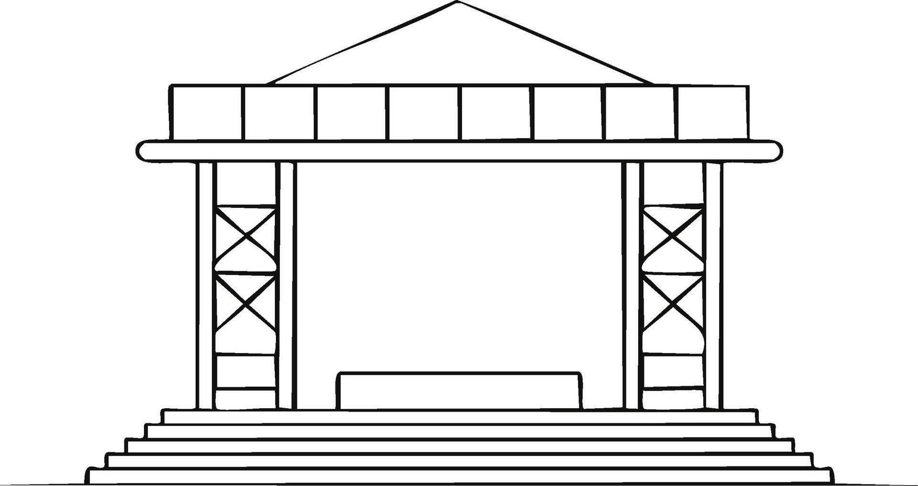 Classical building line art illustration of a bank or courthouse with columns and steps vector
