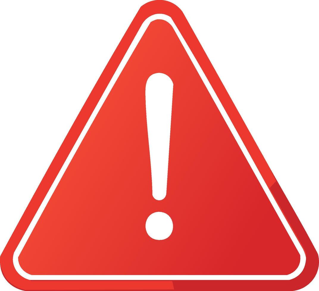 Red warning triangle with an exclamation mark for danger or caution vector