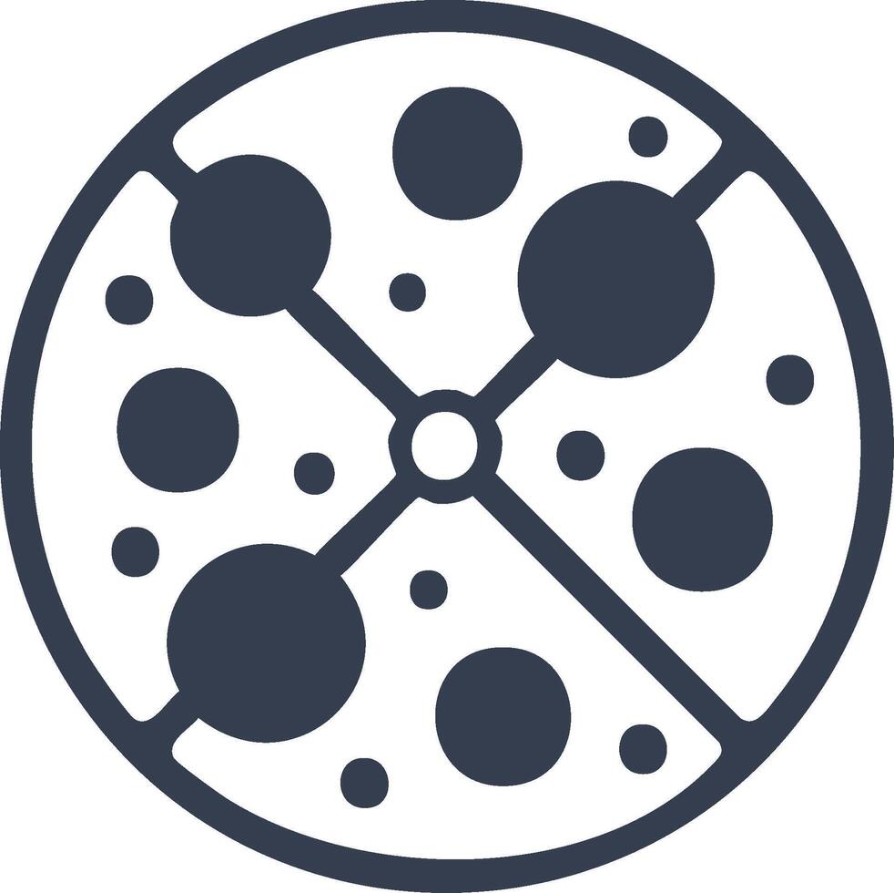 minimalista ilustración de un segmentario circulo conteniendo varios puntos formando un resumen datos o tecnología red vector