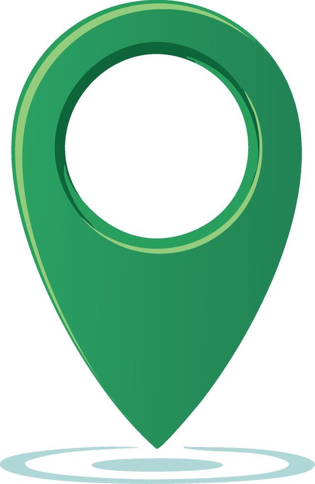 Green navigation pin icon on white background indicating location vector