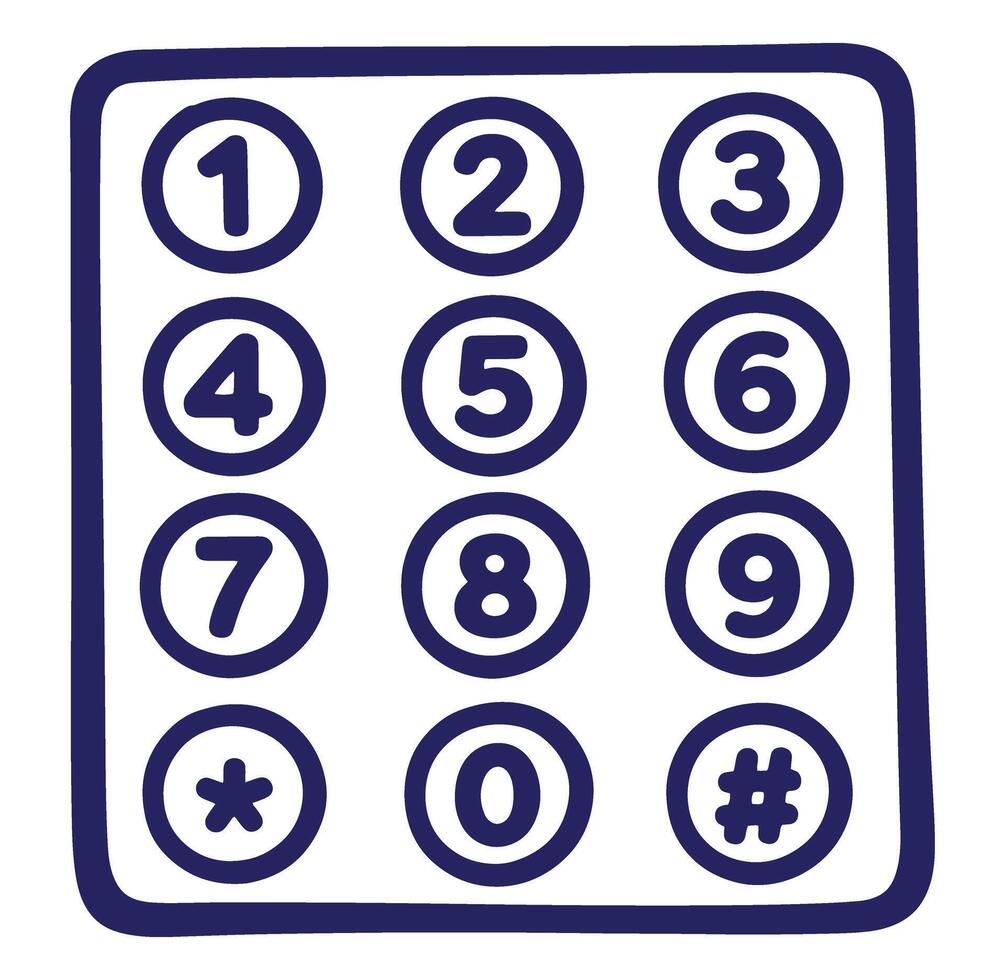 Simple illustration of telephone keypad with digits zero to nine in a minimalist style vector