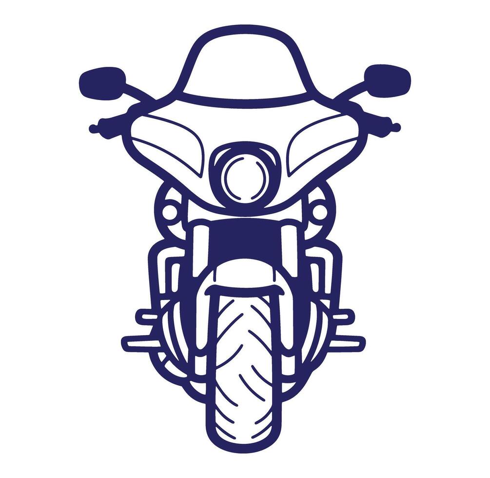 Front view illustration of a stylish and modern motorcycle in minimalistic style vector