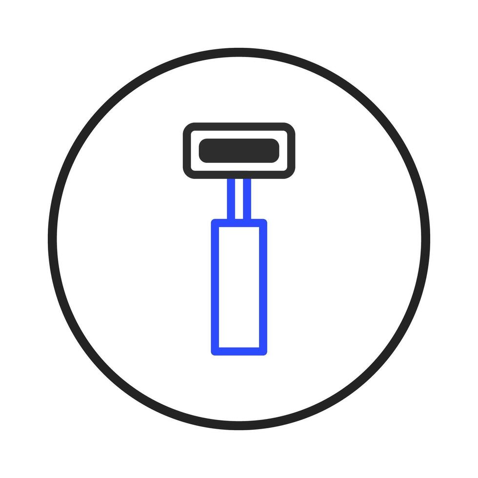 A simplistic icon of a manual shaver within a circle conveys hygiene and grooming products for men vector