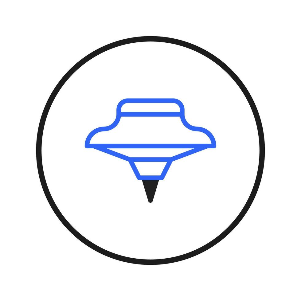 A streamlined spinning top emblem design displaying minimalist approach with a modern and creative vector