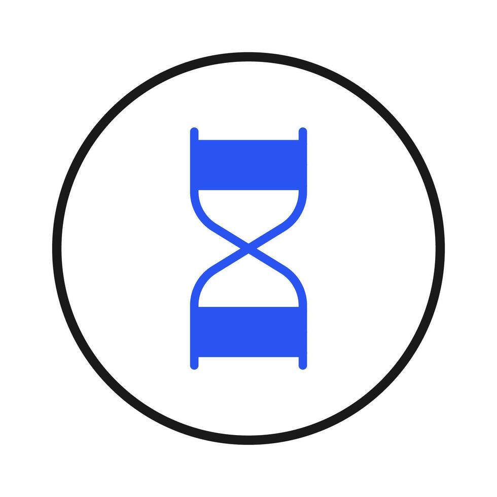 Conceptual time illustration displaying a symbolic hourglass within a circular frame evoking vector