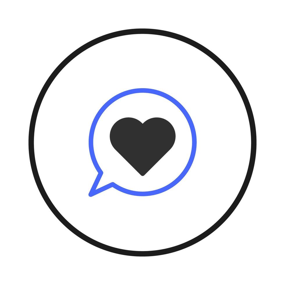 Heart symbol within a dialogue bubble conveys messages of affection and positive sentiment and vector