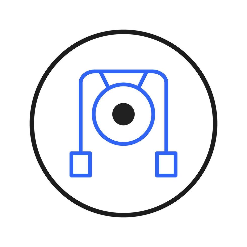 Illustration of a simplified stylized gong instrument within a circle frame with subtle blue accent vector