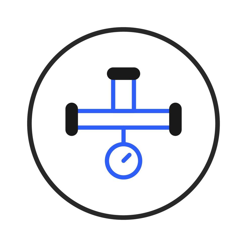Illustration portraying plumbing infrastructure with gauge and pipe system within a circular frame vector