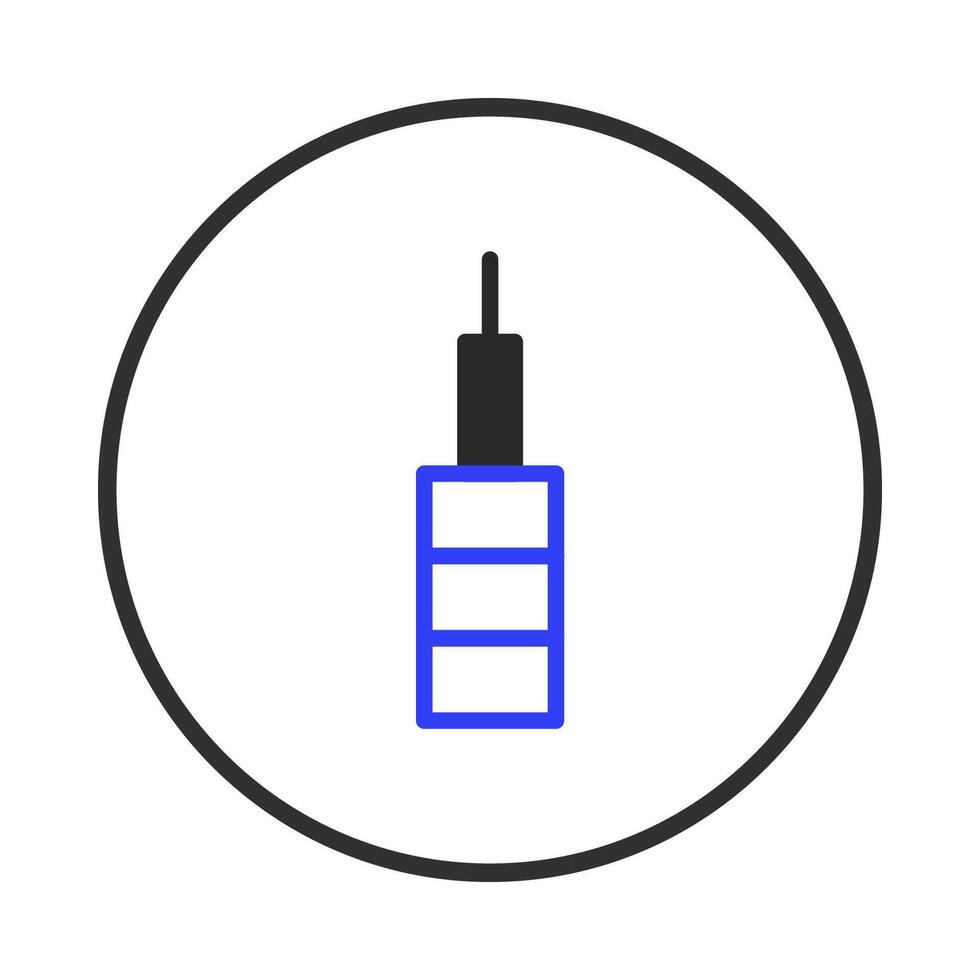 Isolated communication jack icon signifying connection and information transfer within a circular vector