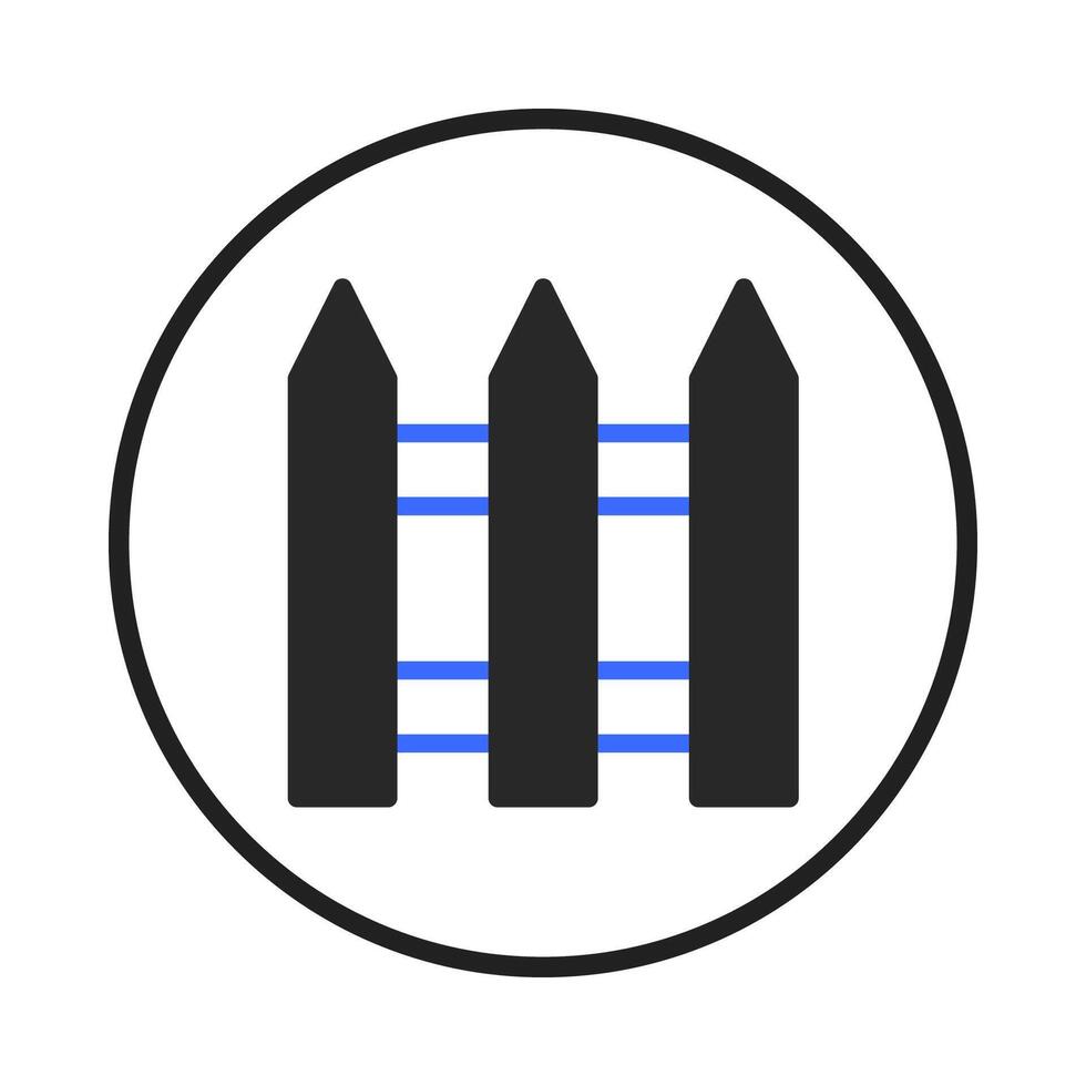 Minimalist fence illustration featuring symmetrical design within a circular frame creating a vector