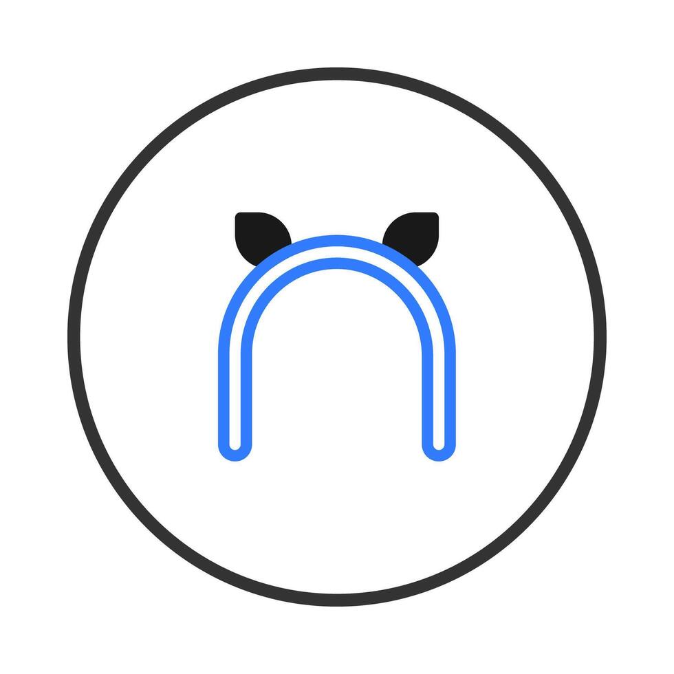 Minimalist depiction of a cat ear headband on a circular frame simple line art vector