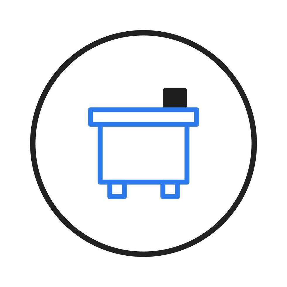 Stylized depiction of a simple container with a lid icon rendered in bold lines on circle vector