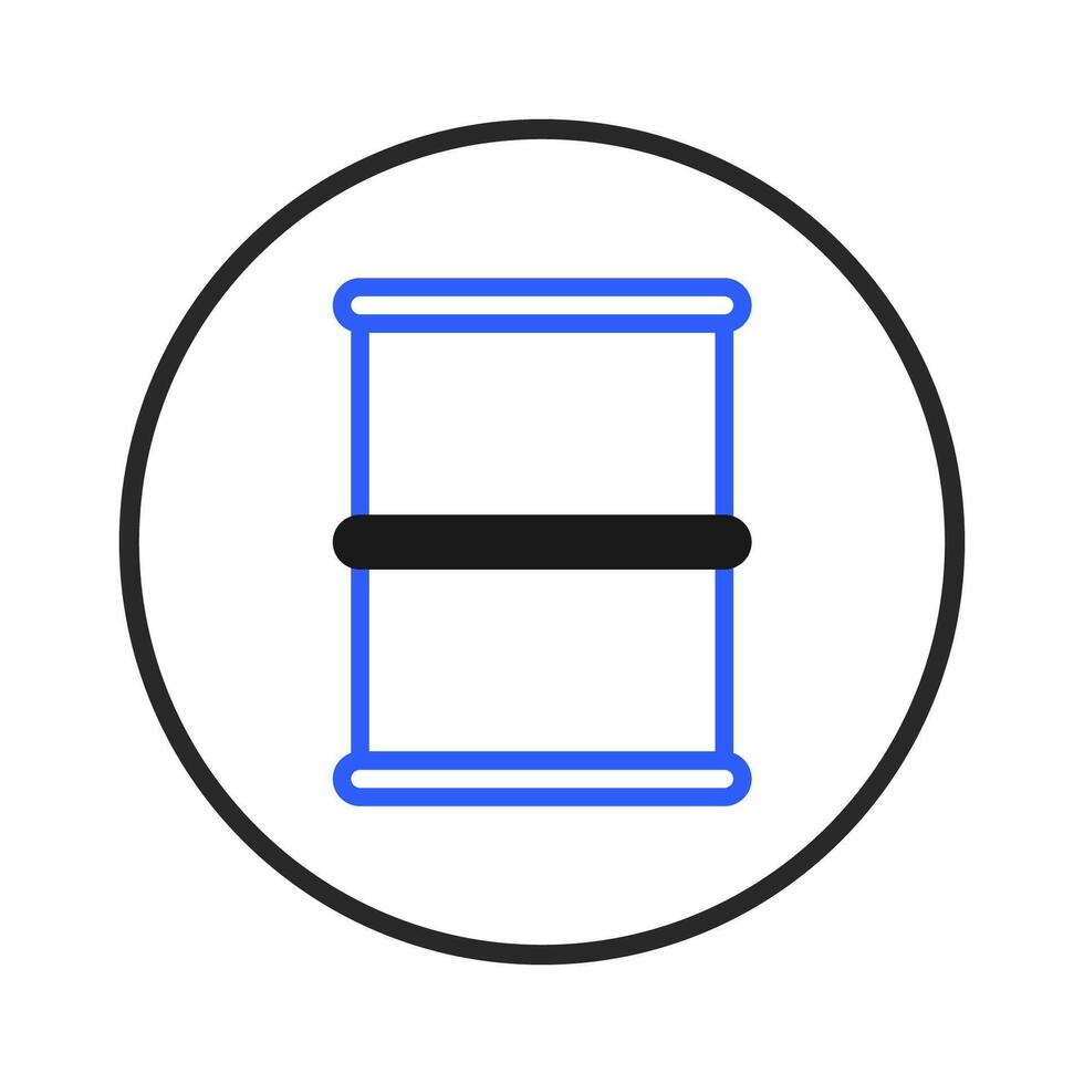 Stylized graphic icon illustrating cylindrical container with bold line element within a round vector
