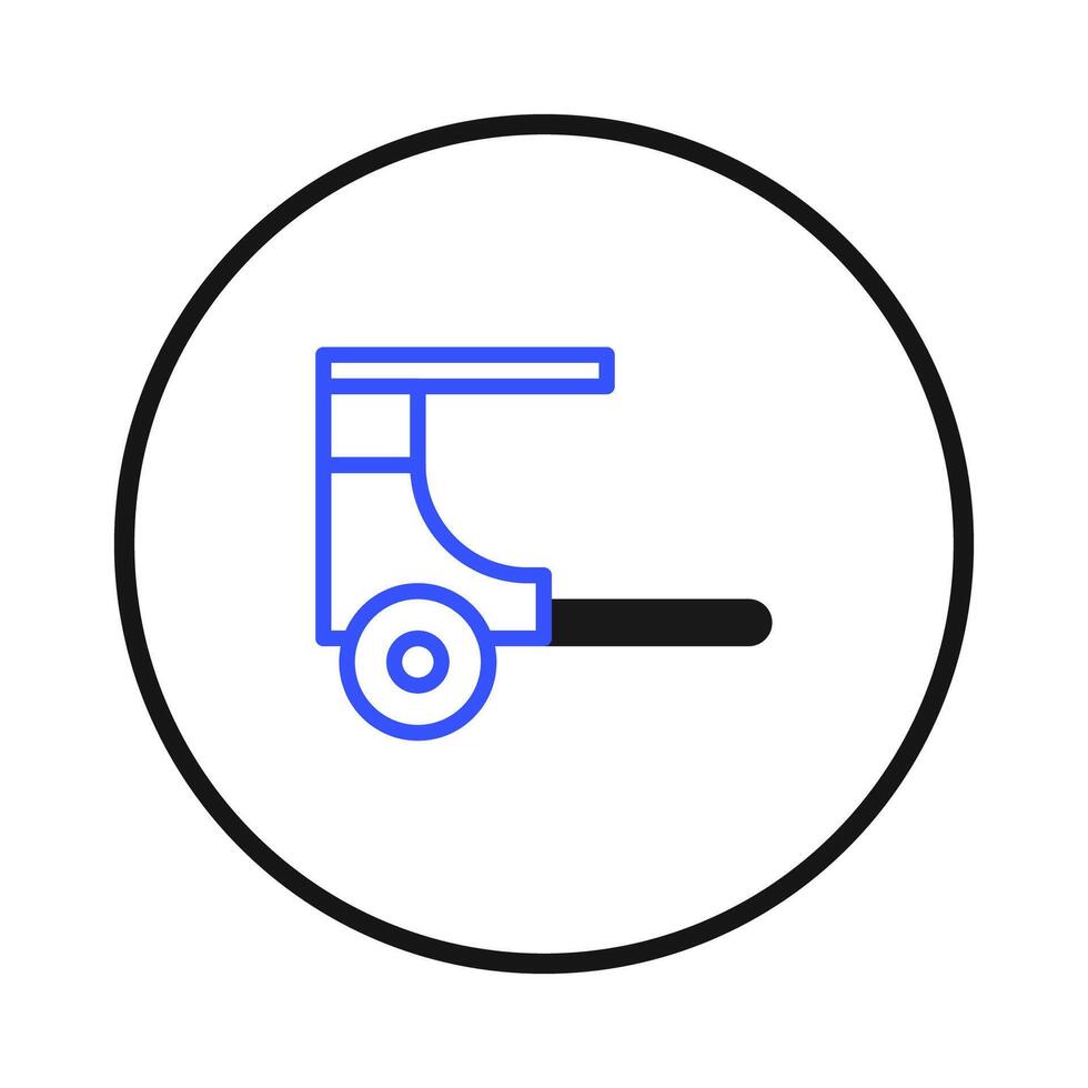 Stylized material handling equipment representation within circular frame for industrial theme and vector