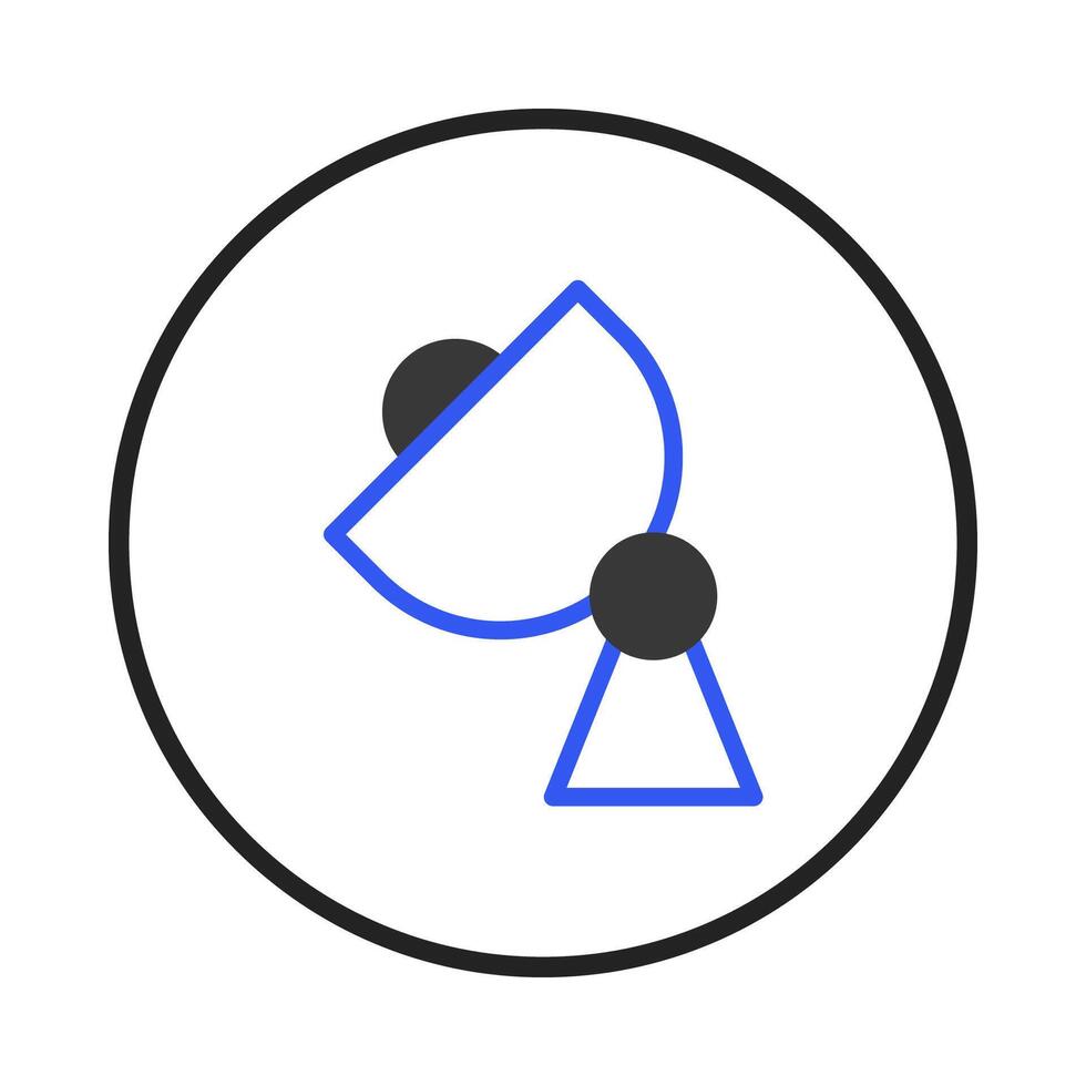 Stylized satellite dish broadcasting signal icon for communication network technology and vector