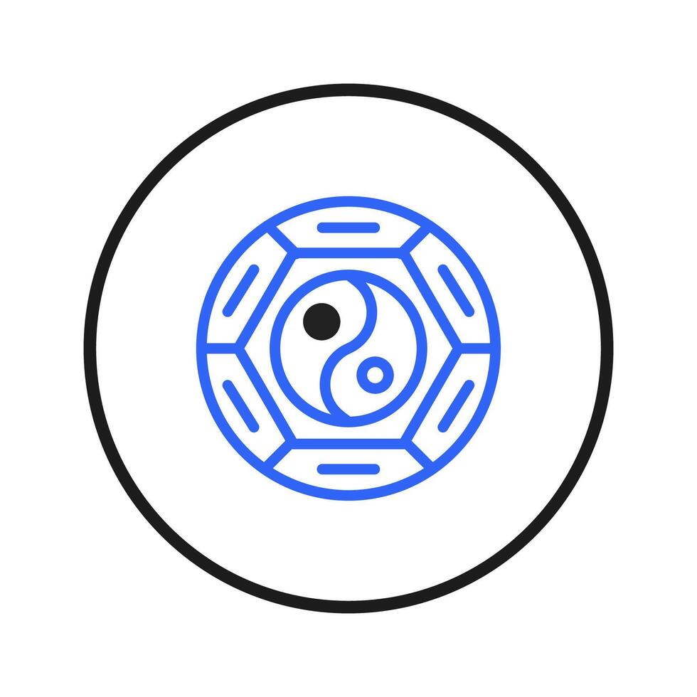 Yin Yang harmony symbol in geometric octagon structure representing balance and complementary vector